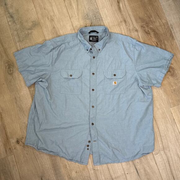 Carhartt Short Sleeve Button Down Loose Fit Mens Size 3XL - Picture 1 of 5